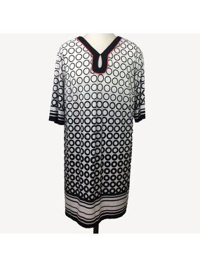 Dressbarn Signature Camryn Women's Dress Eyelet Geometric Black White Size 18W